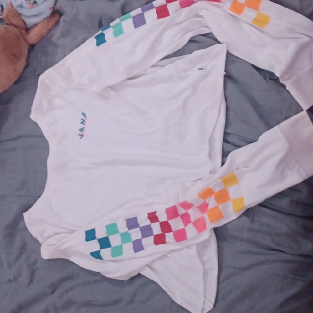 Vans rainbow checkered long-sleeve crop top
